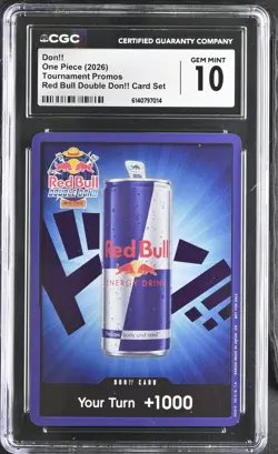 One Piece Red Bull DON!! 1k Blue Single Card Promo Foil Tournament Event CGC 10 - Image 1