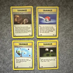 Pokemon TCG 1999 Trainer 4-Card Lot Mysterious Fossil Poke Ball 1st Gambler 1st - Image 1