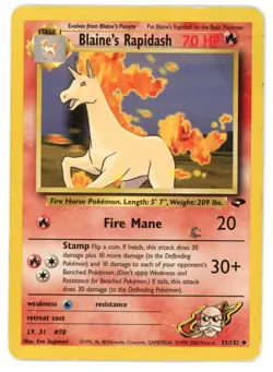 Blaine's Rapidash 33/132 Gym Challenge Pokemon Card - Image 1