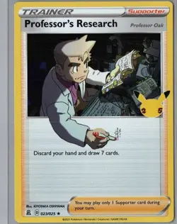 Professor's Research (Professor Oak) 023/025 Holo Rare Celebrations Pokemon NM - Image 1