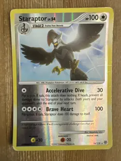 Staraptor - 16/130 - Reverse Holo Rare HP, English Pokemon Diamond and Pearl - Image 1