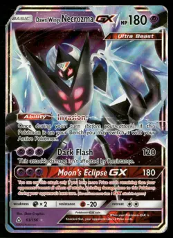 Dawn Wings Necrozma GX 63/156 Holo GX Rare Ultra Prism Pokemon Damaged - Image 1