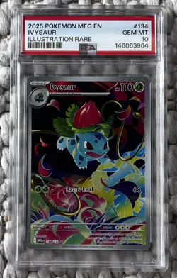 2025 Pokemon Mega Evolution Ivysaur #134 Illustration Rare PSA 10 GEM MINT - Image 1