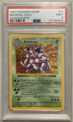 1999 NIDOKING BASE SET SHADOWLESS HOLO RARE #11 PSA 9 MINT POKEMON - Image 3