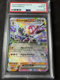 2024 POKEMON SSP EN-SURGING SPARKS 036 CERULEDGE EX PSA 10 (Small Crack On Back) - Image 1