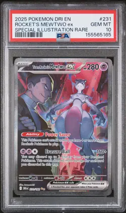 2025 POKEMON DRI EN-DESTINED RIVALS #231 TEAM ROCKET'S MEWTWO EX PSA 10 - Image 1