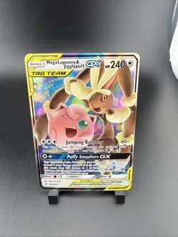 Pokemon Mega Lopunny & Jigglypuff GX TAG TEAM Full Art Holo Ultra Rare 165/236 - Image 1