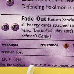 Sabrina's Gastly 96/132 Gym Challenge Unlimited Pokemon Card Common NM-Mint - Image 4
