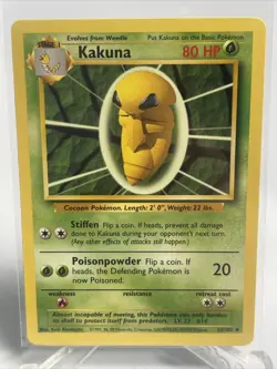 Kakuna Base Set 33/102 Uncommon Pokemon Card Unlimited 1999 Near Mint - Image 2