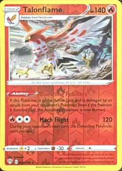 Talonflame 032/189 Rare Darkness Ablaze Pokemon Reverse Holo Near Mint - Image 1