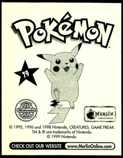 POKEMON SERIES 1, MERLIN TOPPS STICKER # 79, SLOWPOKE, YEAR 1999 - Image 2