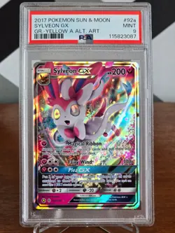 2017 POKEMON TCG - S&M GUARDIANS RISING #92a SYLVEON GX Yellow Alt PSA 9 MINT 🔥 - Image 1
