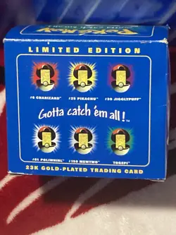 Full Set 1999 Pokemon 23k Gold Plated Trading Card Burger King Blue Box - Image 5