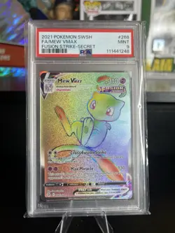 2021 Pokemon Mew VMAX Secret Rare 268/264 Swsh08: Fusion Strike PSA 9 Full Art - Image 1