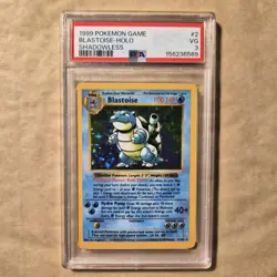 1999 POKEMON BASE SET CARD SHADOWLESS #2 BLASTOISE-HOLO PSA 3 - Image 2