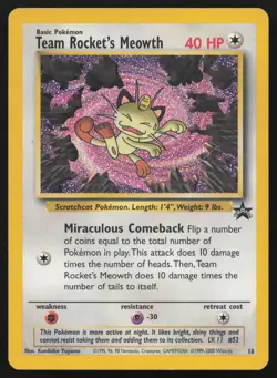Team Rocket's Meowth 18 Promo Wizards Black Star Promos Pokemon English HP/DMG - Image 1