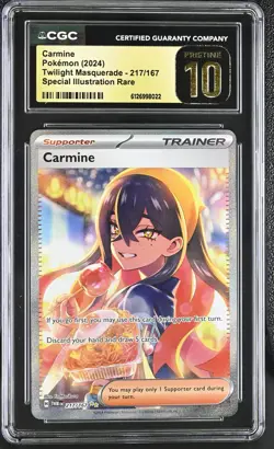 2024 POKEMON TWILIGHT MASQUERADE #217 CARMINE SIR CGC 10 PRISTINE - Image 1