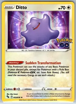 Ditto 053/078 Holo Rare Pokemon GO Pokemon Lightly Played - Image 1