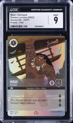 2023 DISNEY LORCANA DISNEY100 PROMO - FOIL #23/P1 MAUI - DEMIGOD CGC 9 - Image 1