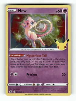 Mew - 011/025 - Celebrations - Pokemon - Rare - Holo NM - Image 1