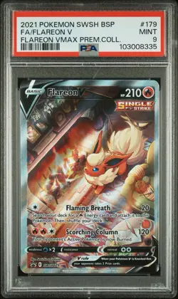 2021 POKEMON SWSH BLACK STAR PROMO VMAX PREMIUM COLL. #SWSH179 FLAREON V PSA 9 - Image 1