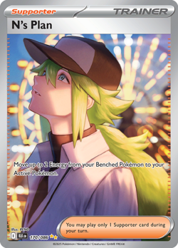 1x N's Plan - 170/086 - Special Illustration Rare NM-Mint Pokemon SV10.5a - Blac - Image 1