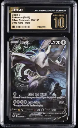 2022 POKEMON SILVER TEMPEST ULTRA FULL ART HOLO #186 LUGIA CGC 10 PRISTINE - Image 1