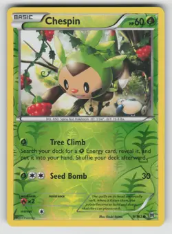 Chespin 9/162 Common BREAKthrough Pokemon Reverse Holo Lightly Played - Image 1