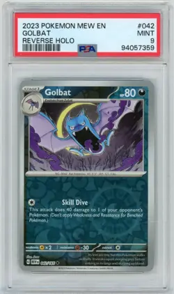 2023 POKEMON MEW EN-151 REVERSE HOLO #042 GOLBAT PSA 9 - Image 1