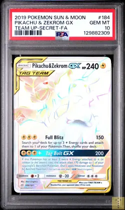 Pikachu & Zekrom Gx 184/181 Secret Team Up Pokemon PSA 10 - Image 1