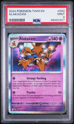 2024 POKEMON TWM EN-TWILIGHT MASQUERADE #082 ALAKAZAM PSA 9 - Image 1