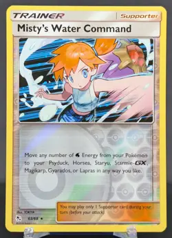 Pokemon Misty's Water Command #63/68 English Hidden Fates Reverse Holo - Image 1