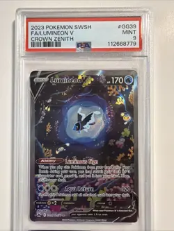 2023 POKEMON SWORD & SHIELD CROWN ZENITH #GG39 FULL ART/LUMINEON V PSA 9 - Image 1
