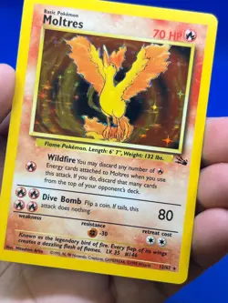 VTG 1999 Pokemon Fossil Unlimited Moltres 12/62 Holo Rare NM/LP -2 - Image 2