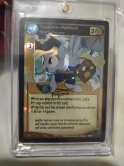My little pony CCG Equestrian Mailmare Promo Rare Bronycon Pegasus Stamp card - Image 1