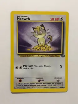 Pokemon Card Jungle Set Meowth 56/64 Light Played - Image 1