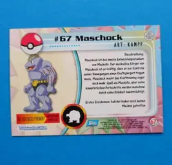 TV Animation 67 Maschock Non-Holo, Blue Logo, Pokemon Karte Topps Series 1, 1999 - Image 3