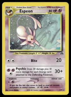 Espeon 1/75 Unlimited Holo Rare Neo Discovery Pokemon HP - Image 1