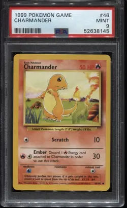 Charmander 1999 Pokemon Game #46 46/102 Base Set PSA 9 Mint! - Image 1