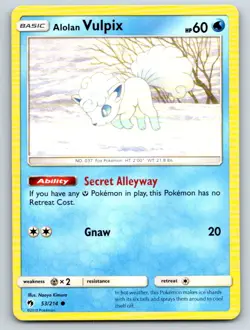 Alolan Vulpix 53/214 Common Lost Thunder Pokemon Moderately Played - Image 1