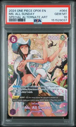 2024 ONE PIECE OP06-WINGS OF THE CAPTAIN #064 MS. ALL SUNDAY PSA 10 - Image 1