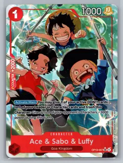 Carrying On His Will #OP13-007 Ace & Sabo & Luffy (Alternate Art) - Image 1