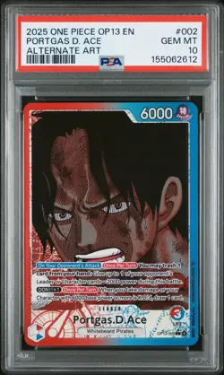 2025 One Piece OP13 EN Portgas D Ace Alternate Art #002 PSA 10 GEM MINT - Image 1
