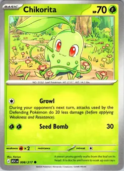 Chikorita (Cosmos Holo) 008/217 Holo Miscellaneous Cards & Products Pokemon NM - Image 1