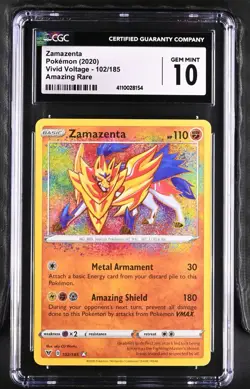 Zamazenta 102/185 Amazing Rare Pokemon TCG Vivid Voltage ⚡ CGC 10 Gem Mint 💎 - Image 1