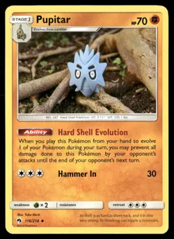 Pupitar 116/214 Uncommon Lost Thunder Pokemon Near Mint - Image 1