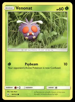 Venonat 10/214 Common Unbroken Bonds Pokemon Lightly Played - Image 1