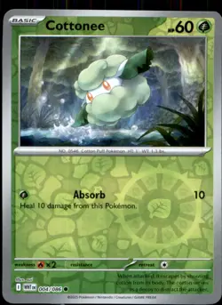 Cottonee 004/086 Common White Flare Pokemon Reverse Holo NM - Image 1