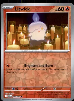 Litwick 016/086 Common White Flare Pokemon Reverse Holo NM - Image 1