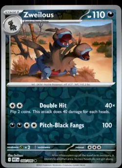 Zweilous 066/086 Common White Flare Pokemon Reverse Holo NM - Image 1